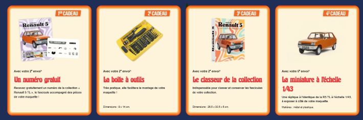 cadeaux avec la collection Hachette Renault 5 Maquette 1/6