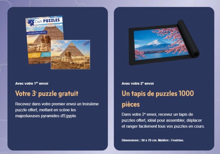 Cadeaux offerts avec la collection defi puzzle
