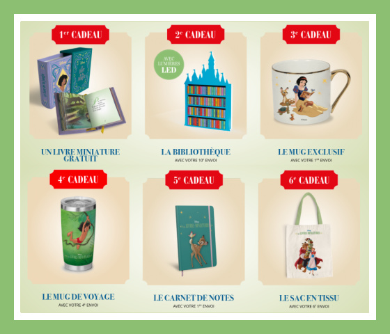 Cadeaux offerts en s'abonnant  la collection Livres Miniatures Disney