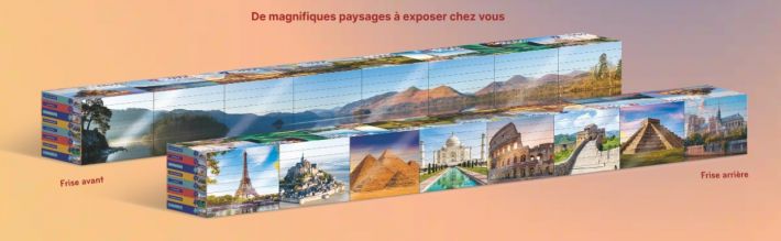 Frise avec face arri�re des bo�tes de la collection defi puzzles Hachette