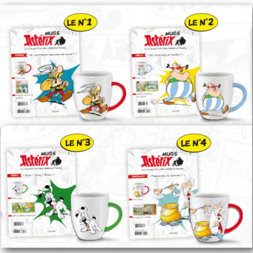 Visuel des 4 premiers numros de la collection Hachette Mugs Asterix